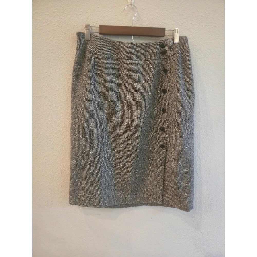 Vintage Talbots Petites 12W Wool Blend Italian Fabric Faux Wrap Tweed Skirt - Picture 2 of 7